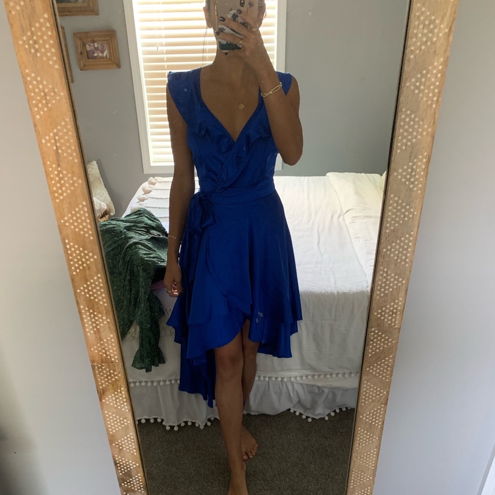 BNWT royal blue silky wrap dress